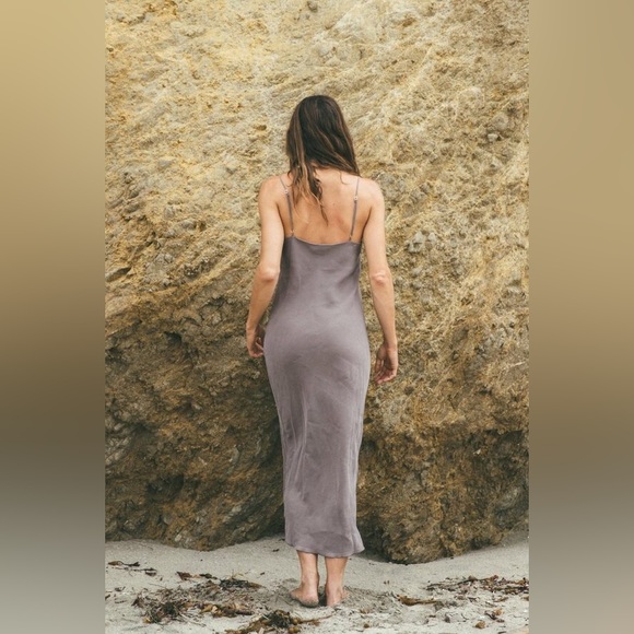 OZMA Anaise Maxi Slip Dress Cupro in Tobacco Size Large - Picture 3 of 15